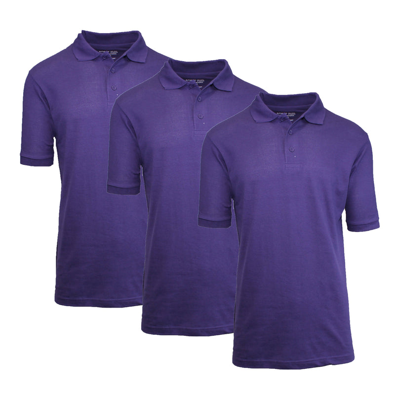3-Pack: Boys School Uniform Polo Men's Tops Purple 4 - DailySale