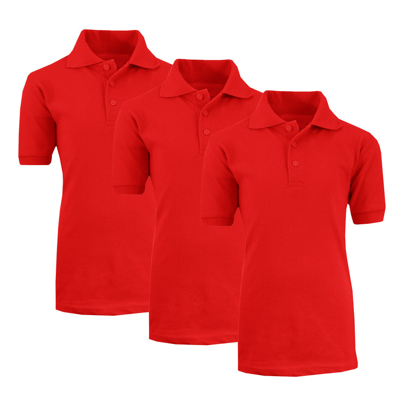3-Pack: Boys School Uniform Polo Men's Tops Red 4 - DailySale