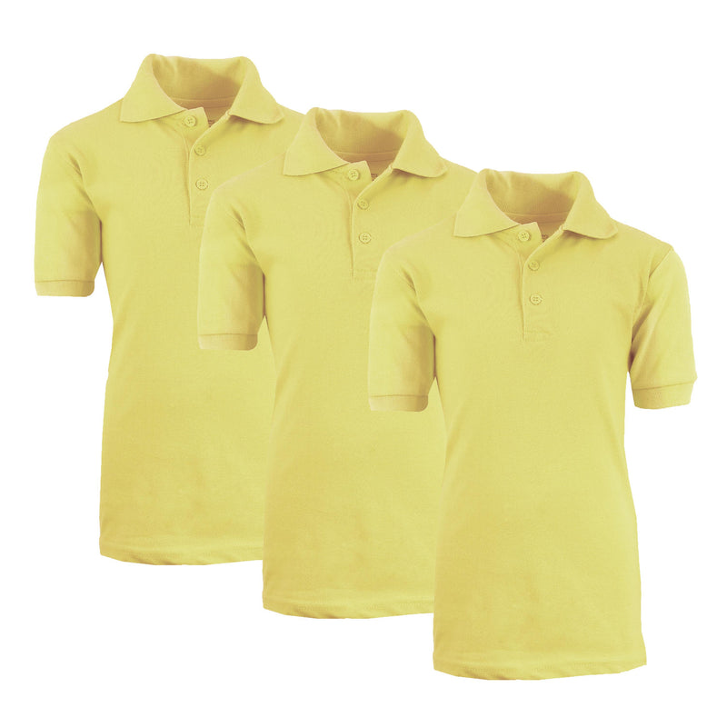 3-Pack: Boys School Uniform Polo Men's Tops Yellow 4 - DailySale