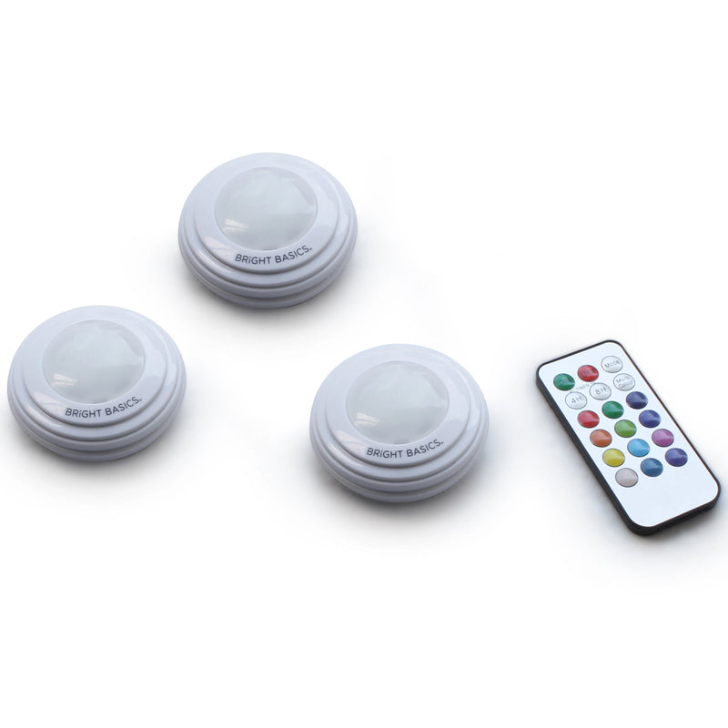 3-Pack: Bright Basics Color Changing Wireless Led Puck Lights With Remote Control Lighting & Decor - DailySale