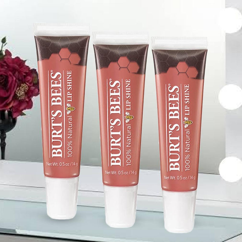 3-Pack: Burt's Bees 100% Natural Lip Shine Peachy Beauty & Personal Care - DailySale