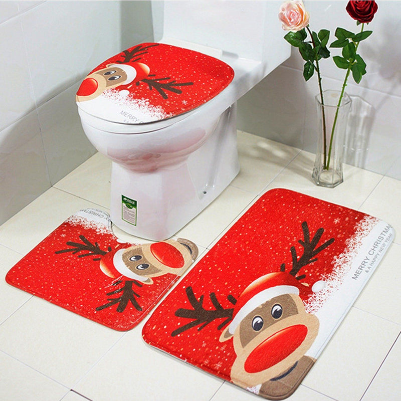 3-Pack: Christmas Bathroom Rugs Set