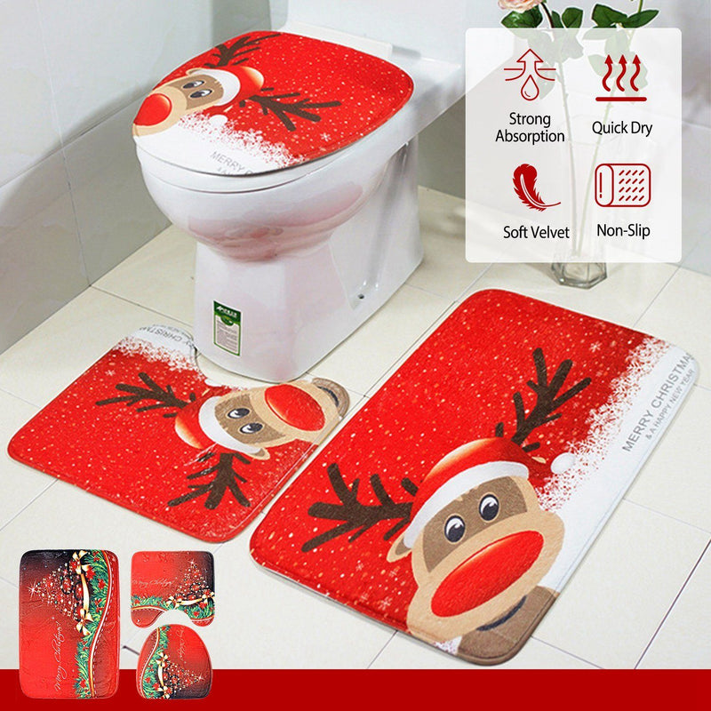 3-Pack: Christmas Bathroom Rugs Set Bath - DailySale