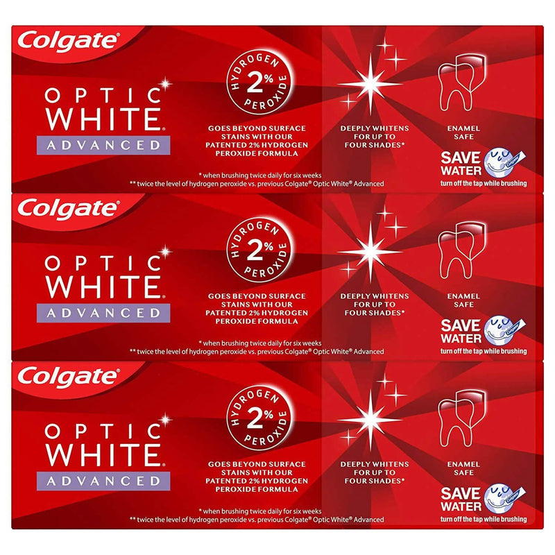 3-Pack: Colgate Optic White Advanced Teeth Whitening Toothpaste Beauty & Personal Care - DailySale
