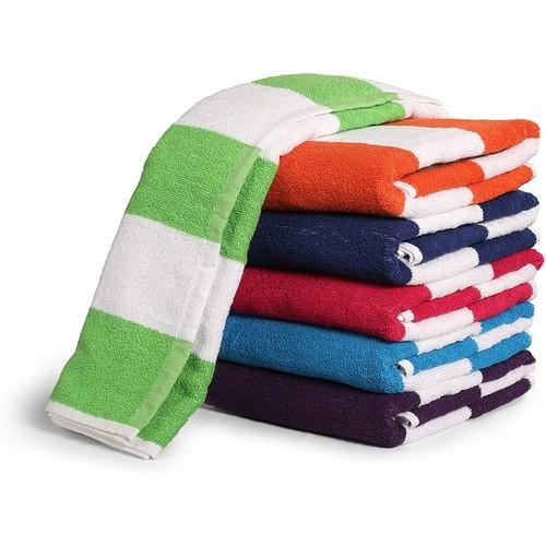 3-Pack: Cotton Bath Towel, Cabana Stripe Beach Towel Bath - DailySale