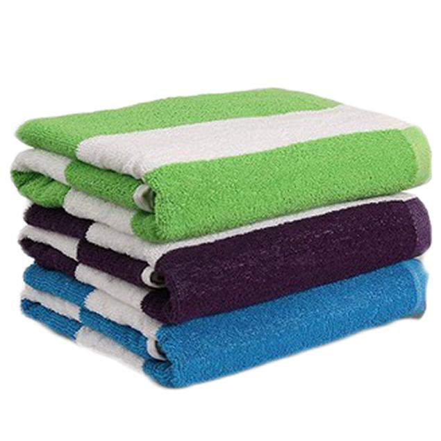 3-Pack: Cotton Bath Towel, Cabana Stripe Beach Towel Bath Green/Purple/Blue - DailySale