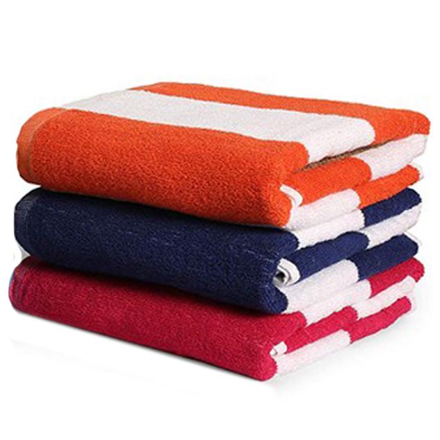 3-Pack: Cotton Bath Towel, Cabana Stripe Beach Towel Bath Orange/Navy/Red - DailySale