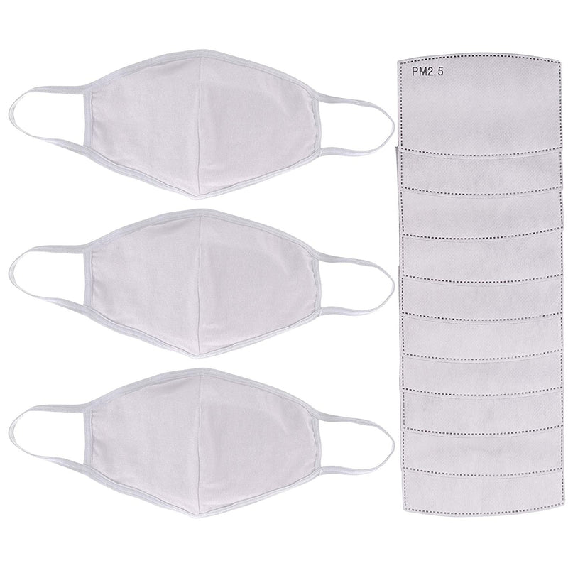 3-Pack: Cotton Reusable Face Masks with 10 Filters