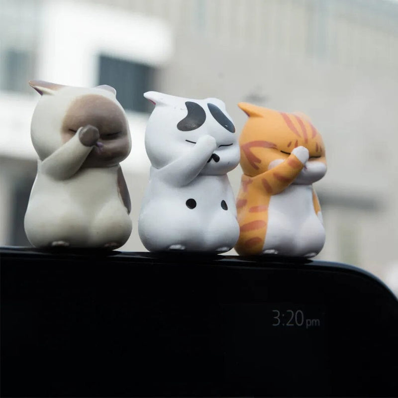 3-Pack: Cute Cat Figurines Miniature Cartoon Animal Decor Automotive - DailySale