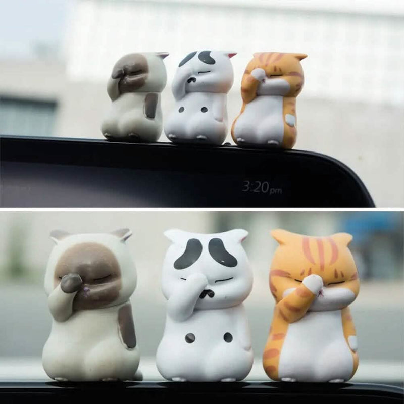3-Pack: Cute Cat Figurines Miniature Cartoon Animal Decor Automotive - DailySale