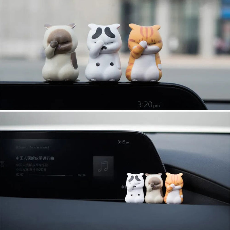 3-Pack: Cute Cat Figurines Miniature Cartoon Animal Decor Automotive - DailySale