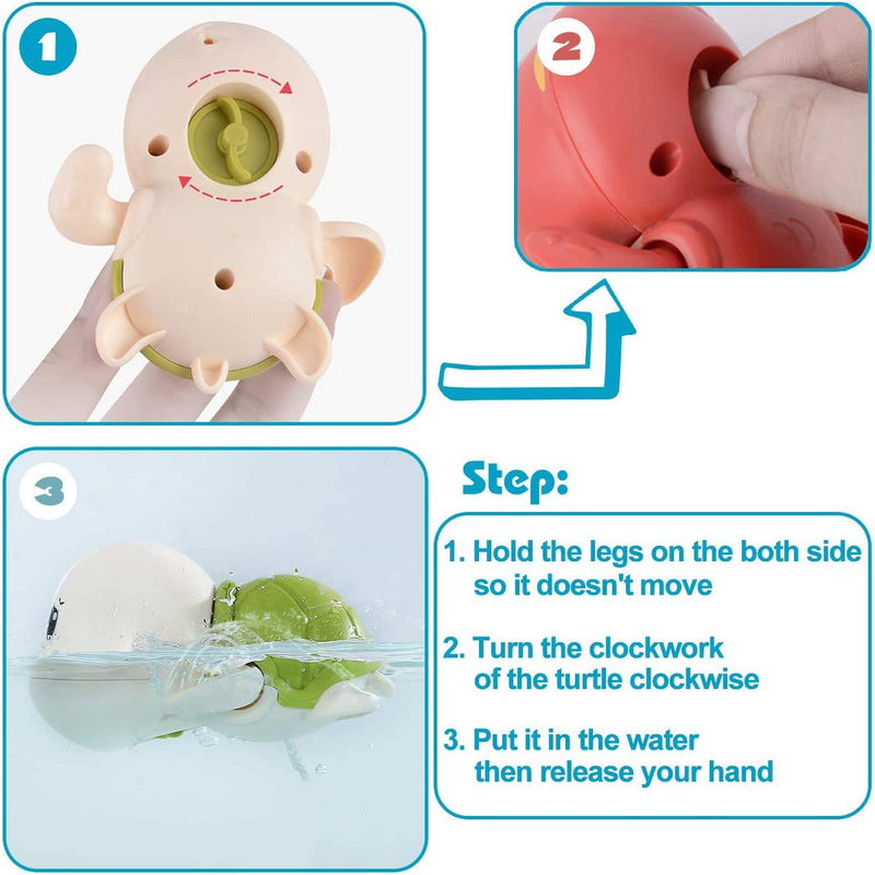 3-Pack: Cute Swimming Turtle Bath Toys Toys & Games - DailySale