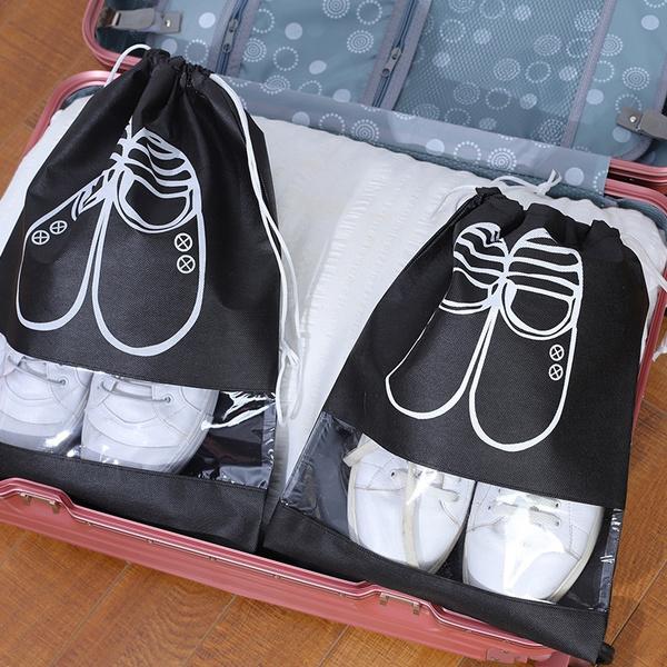 3-Pack: Drawstring Shoe Storage Bag Closet & Storage Black S - DailySale