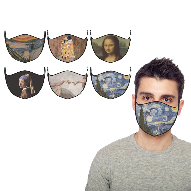 3-Pack: Famous Art Paintings Reusable and Washable 2-Layer Non-Medical Face Mask Wellness & Fitness - DailySale