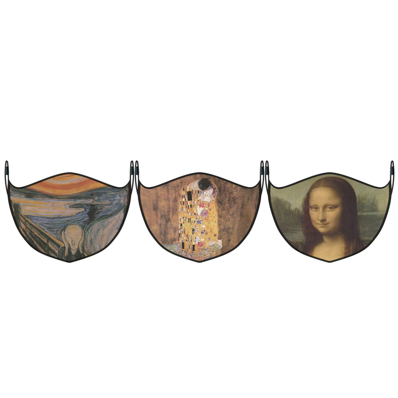 3-Pack: Famous Art Paintings Reusable and Washable 2-Layer Non-Medical Face Mask