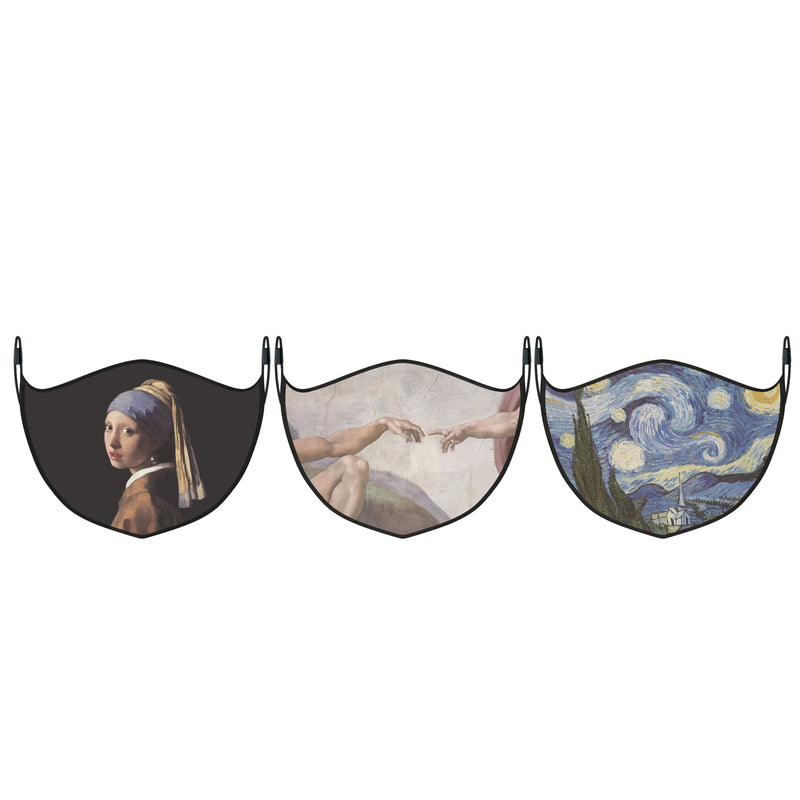 3-Pack: Famous Art Paintings Reusable and Washable 2-Layer Non-Medical Face Mask