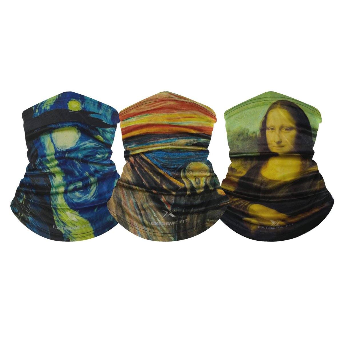 3-Pack: Famous Painting Neck Gaiter Bandana Multifunctional Scarves Face Masks & PPE Bundle - DailySale