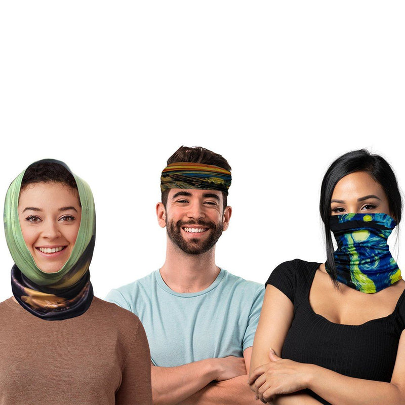 3-Pack: Famous Painting Neck Gaiter Bandana Multifunctional Scarves Face Masks & PPE - DailySale