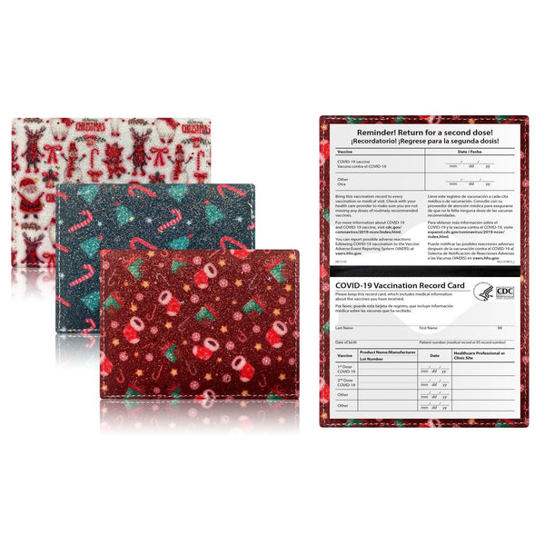 3-Pack: Faux Leather Holiday Themed CDC Vaccination Card Holder Holiday Decor & Apparel Set 1 - DailySale