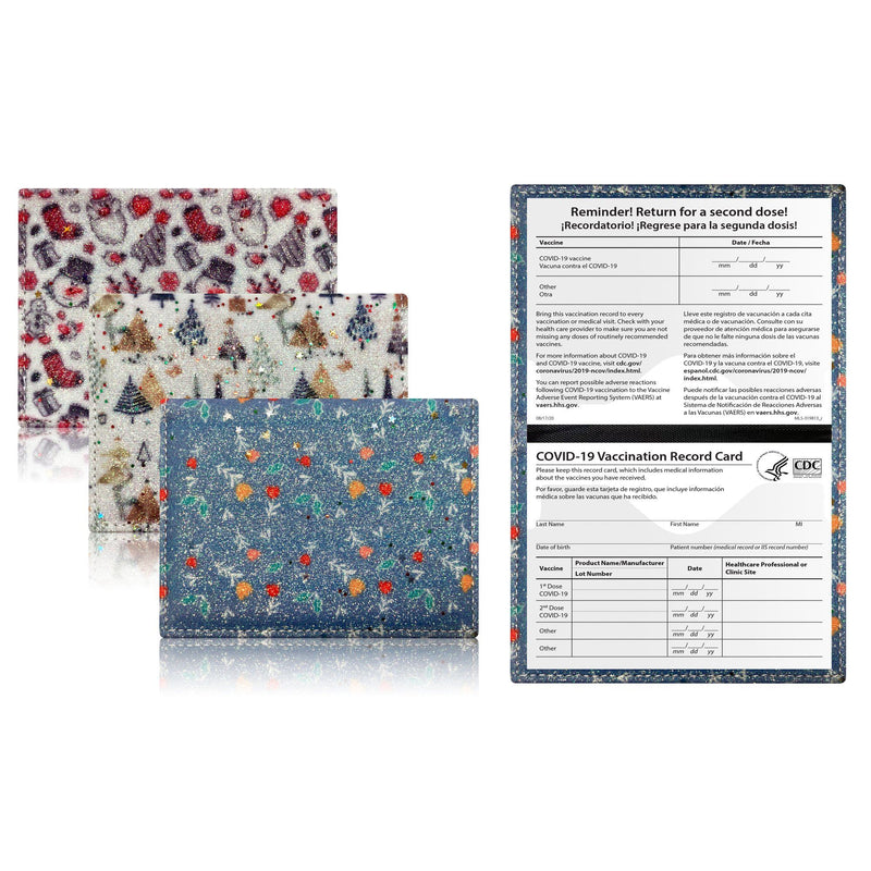 3-Pack: Faux Leather Holiday Themed CDC Vaccination Card Holder Holiday Decor & Apparel Set 2 - DailySale