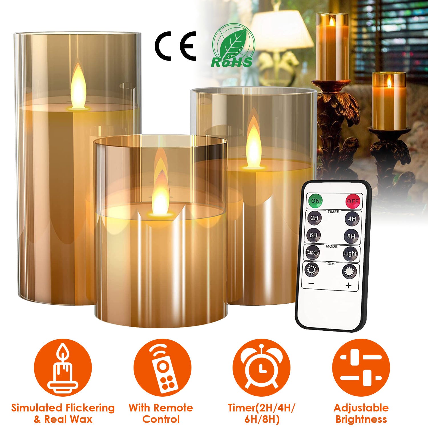 3-Pack: Flameless Battery Operated Candles Indoor Lighting - DailySale