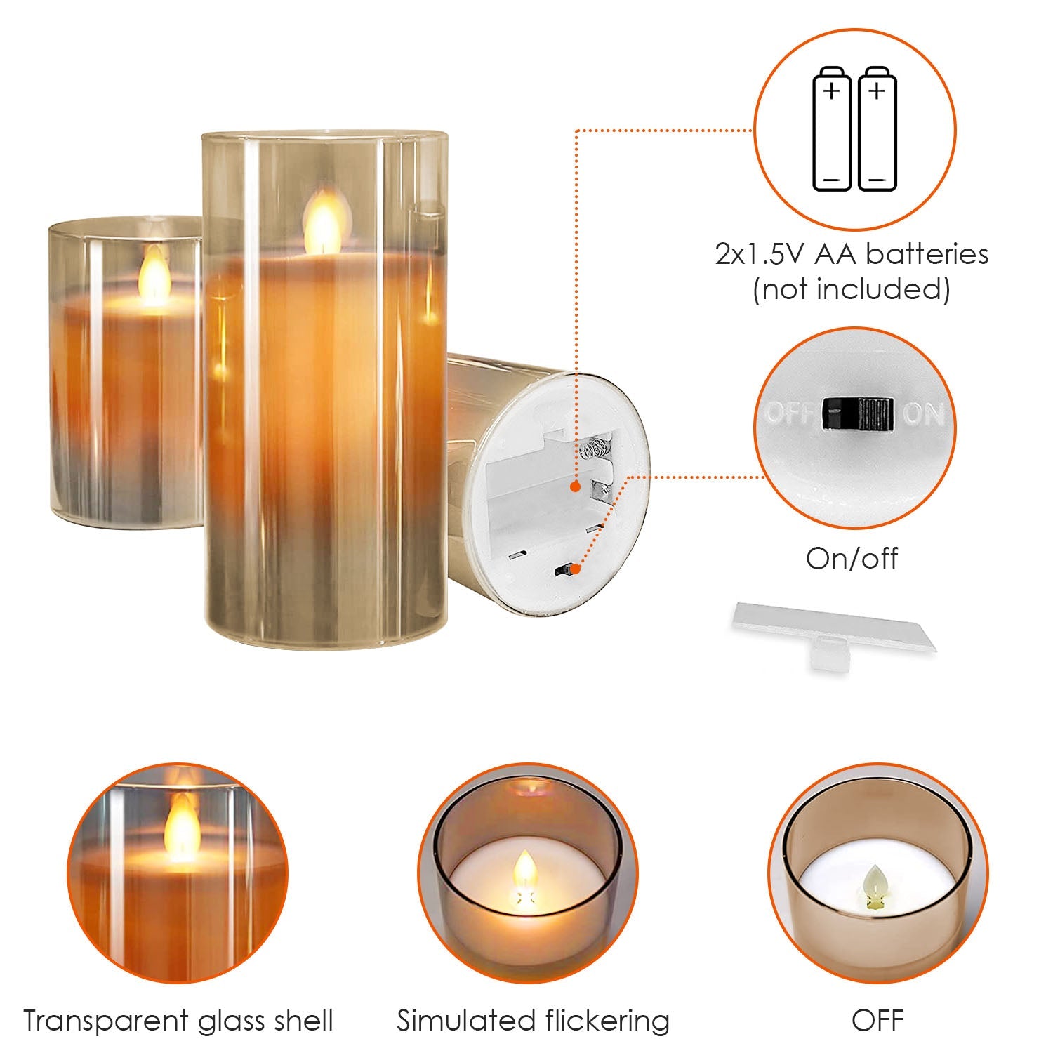 3-Pack: Flameless Battery Operated Candles Indoor Lighting - DailySale