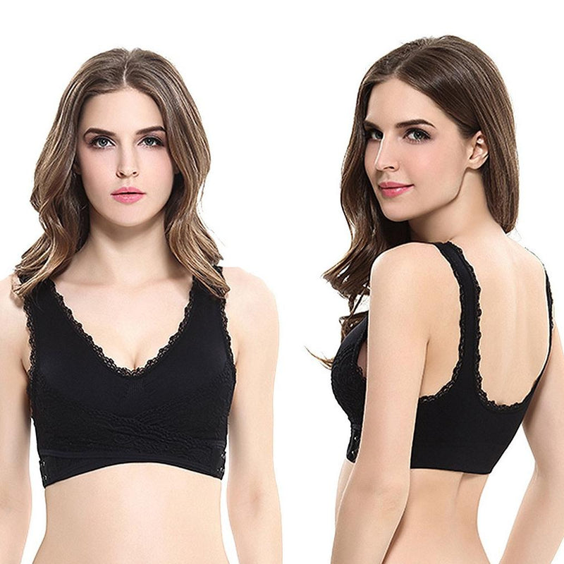 3-Pack: Floral Lace-Paneled Modesty Bras Women's Apparel - DailySale