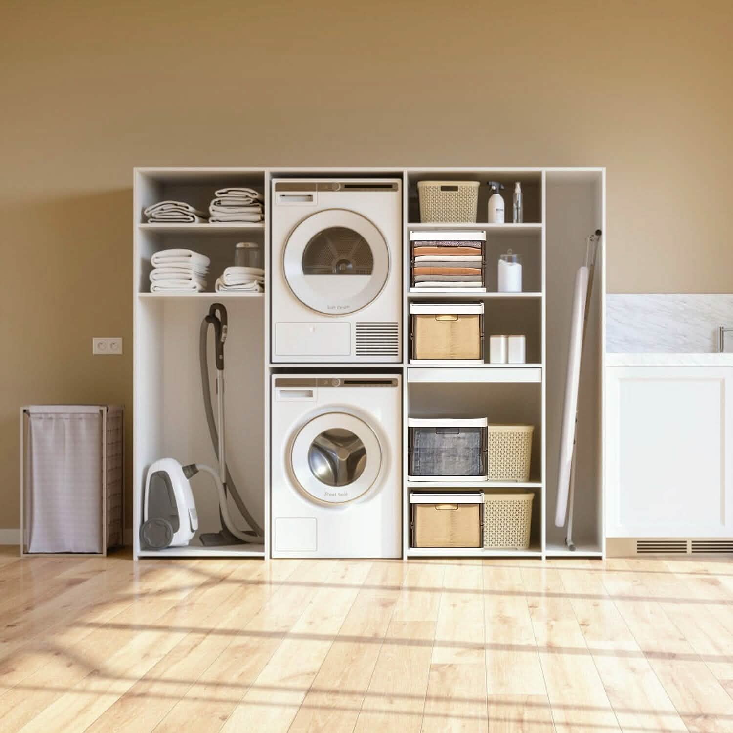 3-Pack: Foldable Storage Bin with Lid Stackable Plastic Closet Organizer Closet & Storage - DailySale