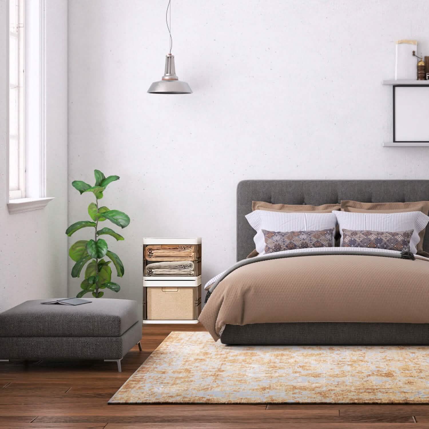 3-Pack: Foldable Storage Bin with Lid Stackable Plastic Closet Organizer Closet & Storage - DailySale