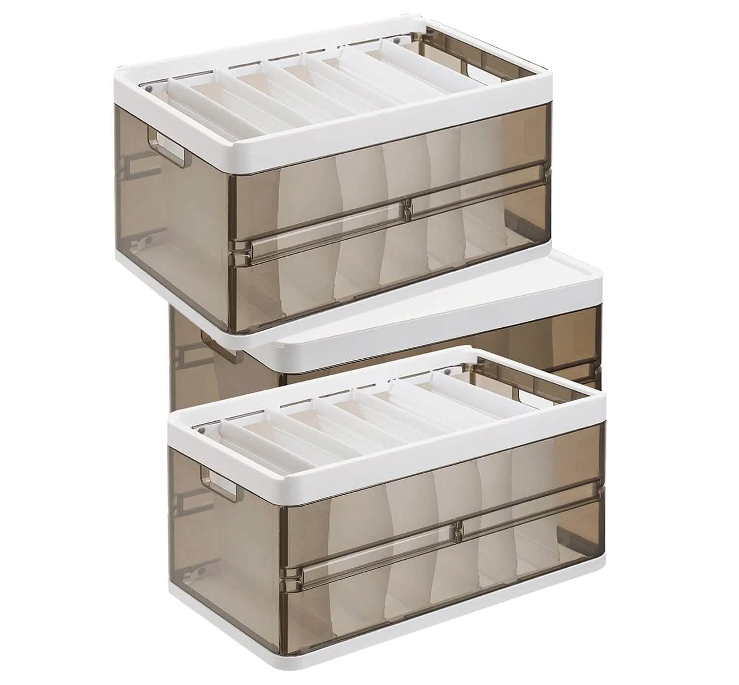 3-Pack: Foldable Storage Bin with Lid Stackable Plastic Closet Organizer Closet & Storage - DailySale