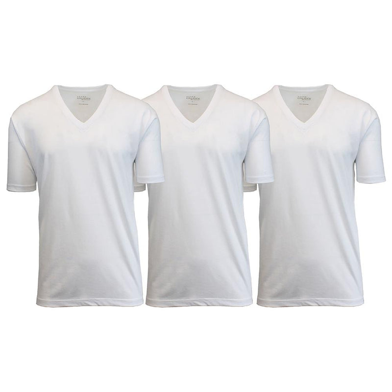 3-Pack: Galaxy By Harvic Men's Egyptian Cotton V-Neck Undershirt Men's Apparel M White - DailySale
