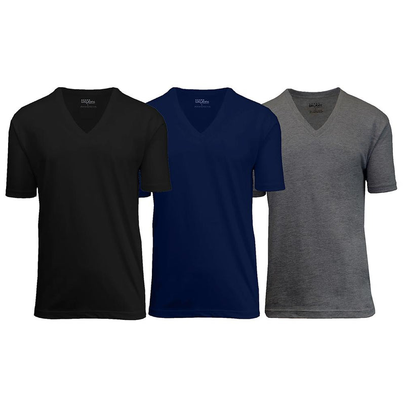 3-Pack: Galaxy By Harvic Men's Egyptian Cotton V-Neck Undershirt Men's Apparel S Black/Navy/Charcoal - DailySale