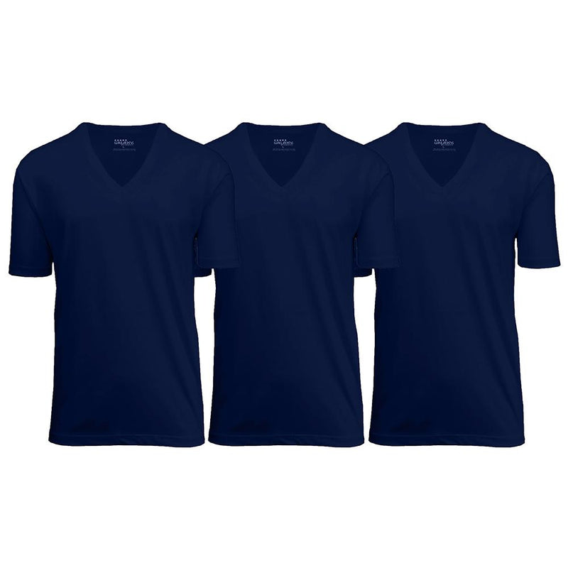 3-Pack: Galaxy By Harvic Men's Egyptian Cotton V-Neck Undershirt Men's Apparel S Navy - DailySale
