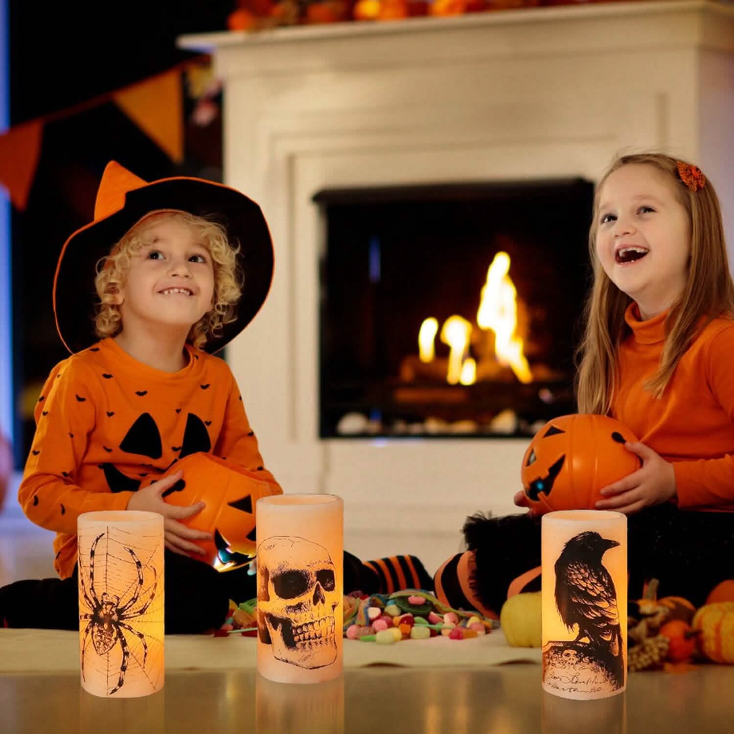 3-Pack: Halloween Battery Operated Flameless Candle Lamp with Timer Setting Holiday Decor & Apparel - DailySale