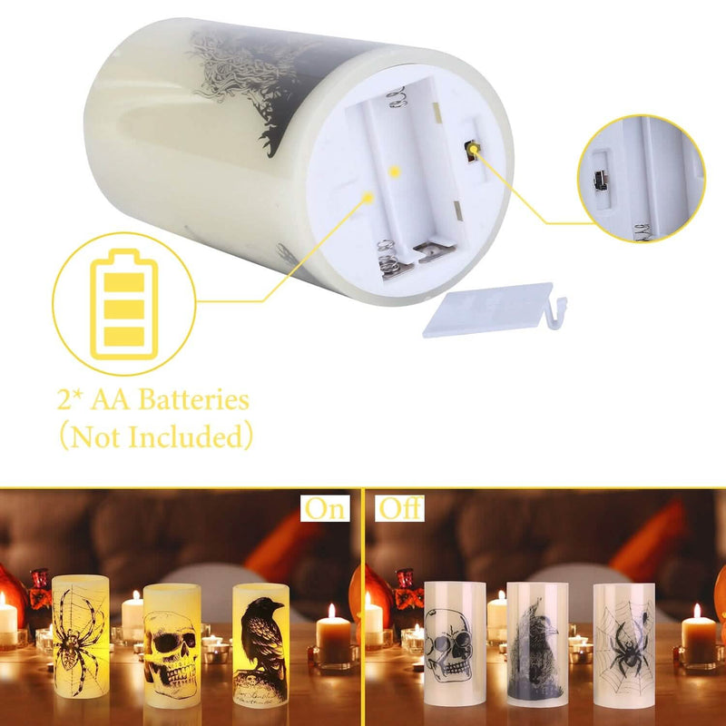 3-Pack: Halloween Battery Operated Flameless Candle Lamp with Timer Setting Holiday Decor & Apparel - DailySale
