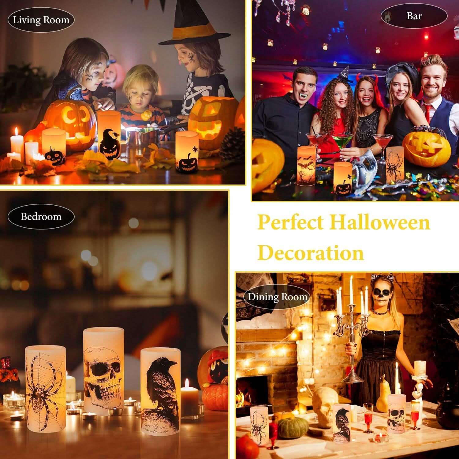 3-Pack: Halloween Battery Operated Flameless Candle Lamp with Timer Setting Holiday Decor & Apparel - DailySale