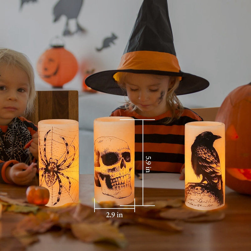 3-Pack: Halloween Battery Operated Flameless Candle Lamp with Timer Setting Holiday Decor & Apparel - DailySale