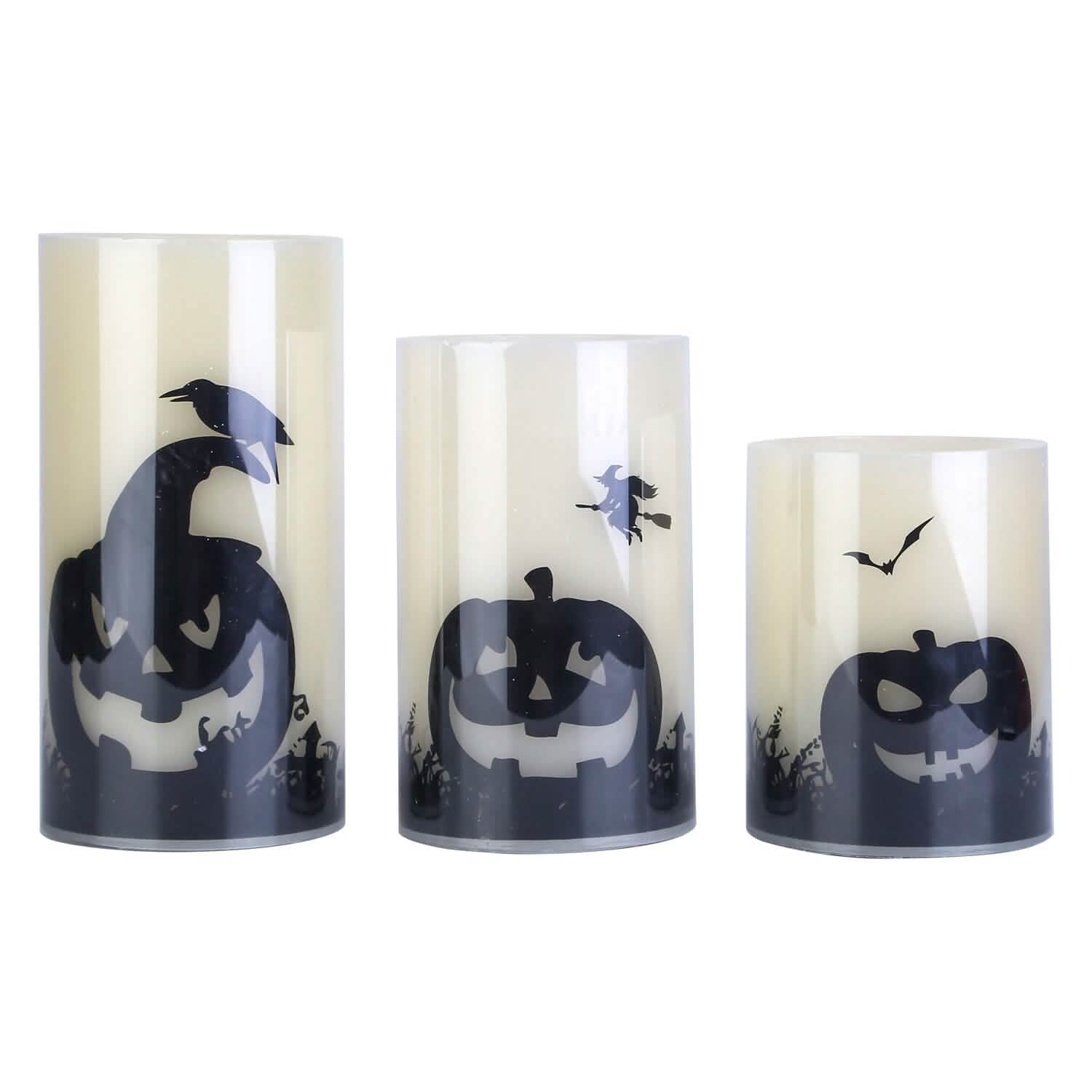 3-Pack: Halloween Battery Operated Flameless Candle Lamp with Timer Setting Holiday Decor & Apparel Pumpkin - DailySale