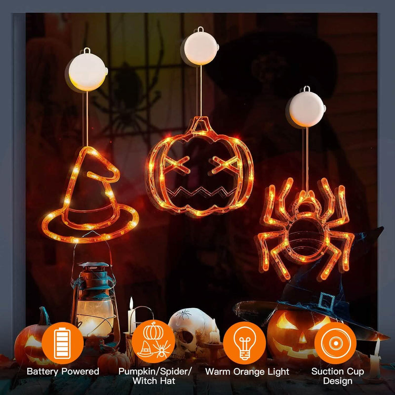 3-Pack: Halloween Window Light with Suction Cup Hanging Holes Holiday Decor & Apparel - DailySale