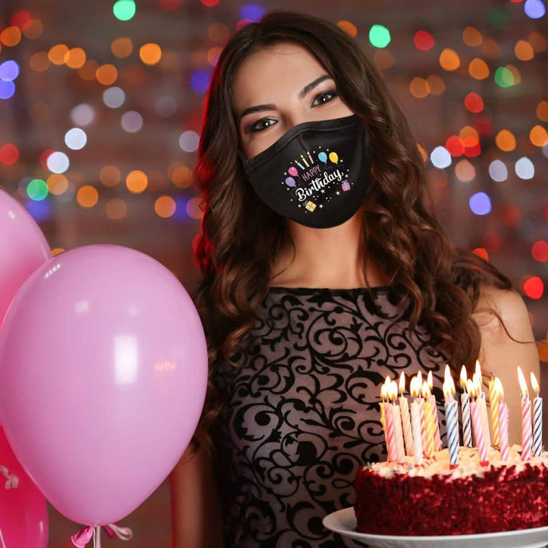3-Pack: Happy Birthday Double Layered Reusable Face Mask With Adjustable Earloops Face Masks & PPE - DailySale