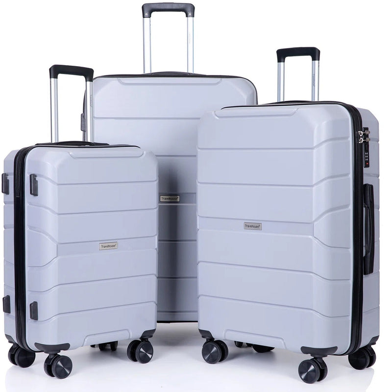 3-Pack: Lightweight Suitcases with TSA Lock Bags & Travel White - DailySale