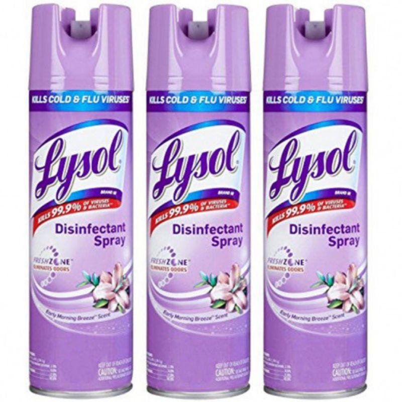 3-Pack: Lysol Disinfectant Spray 12oz Face Masks & PPE Early Morning Breeze - DailySale