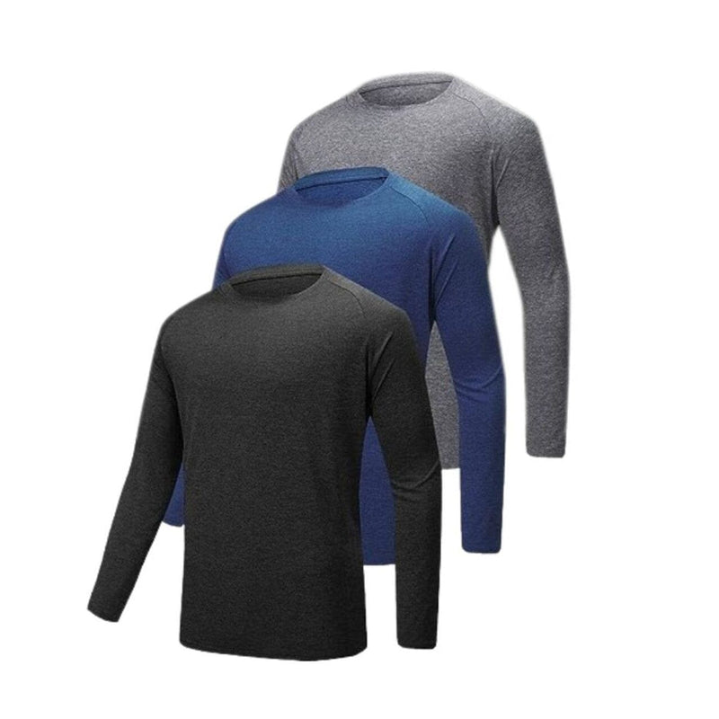 3-Pack: Men's Active Dry-Fit Long Sleeve Performance Shirt