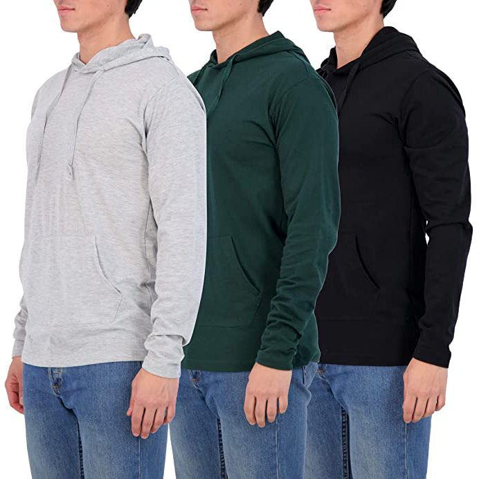 3-Pack: Men's Cotton Lightweight Pullover Hoodies With Pocket Men's Outerwear - DailySale