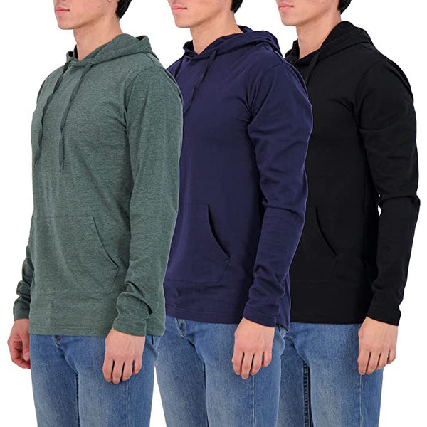3-Pack: Men's Cotton Lightweight Pullover Hoodies With Pocket Men's Outerwear S - DailySale