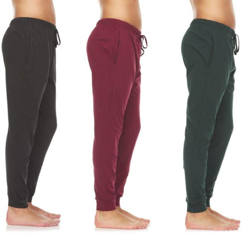 3-Pack: Men's Cotton Lounge Jogger Pants Men's Clothing Black/Burgundy/Dark Green S - DailySale