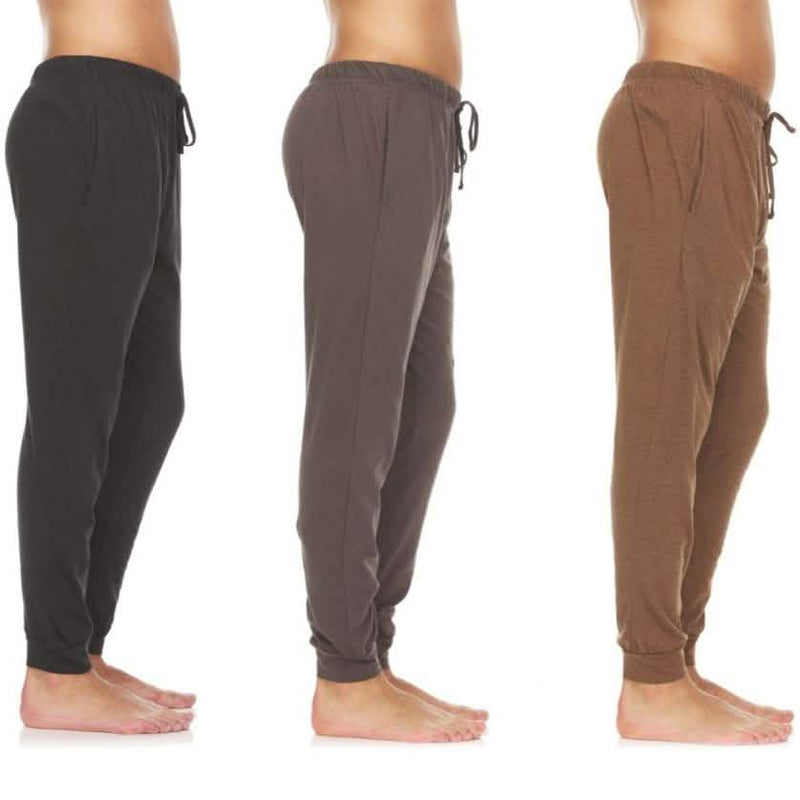 3-Pack: Men's Cotton Lounge Jogger Pants Men's Clothing Black/Dark Brown/Light Brown S - DailySale