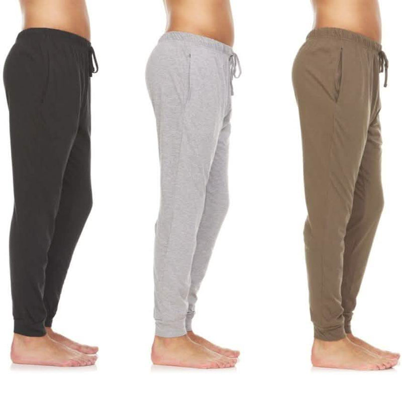3-Pack: Men's Cotton Lounge Jogger Pants Men's Clothing Black/Heather Gray/Light Brown S - DailySale