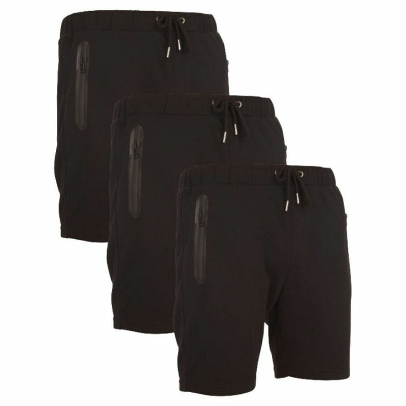 3-Pack: Men's French Terry Shorts with Zippered Pockets Men's Clothing Black S - DailySale
