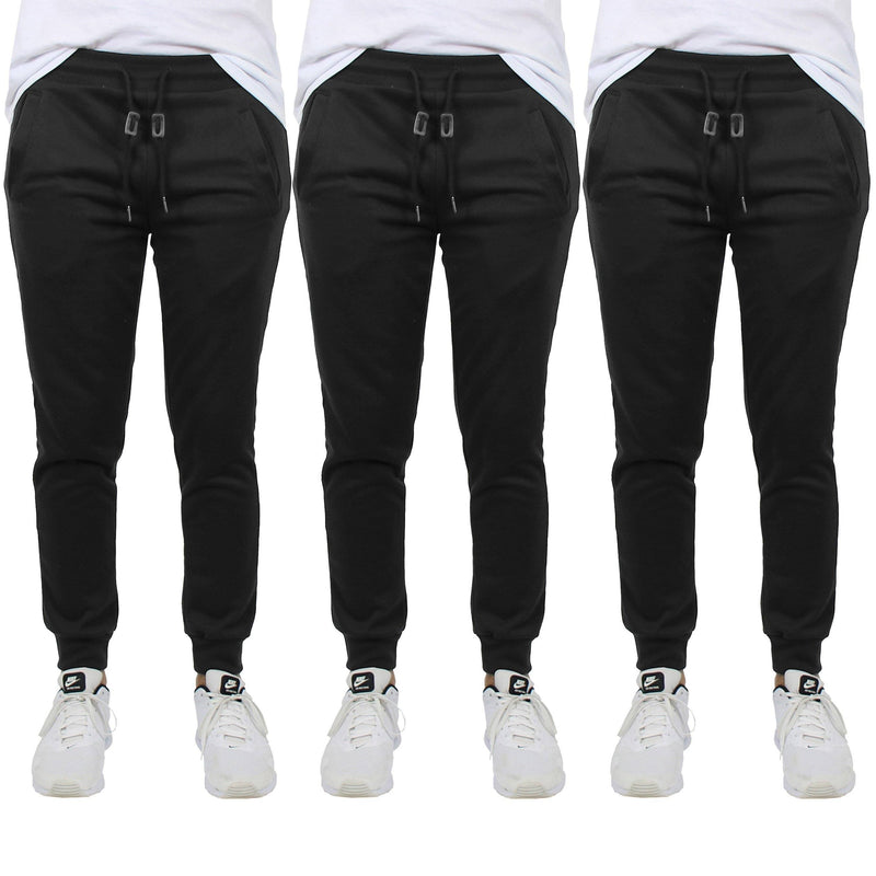 3-Pack: Men's French Terry Slim-Fit Jogger Men's Clothing Black S - DailySale
